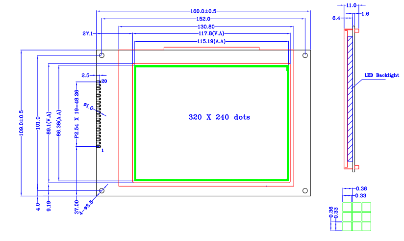 LH320240J3点阵液晶模块设计图纸